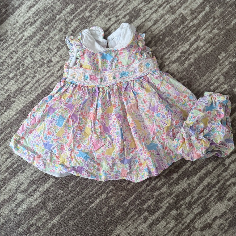 Bonnie Baby Pastel Easter Floral Multicolor Dress with Bloomers